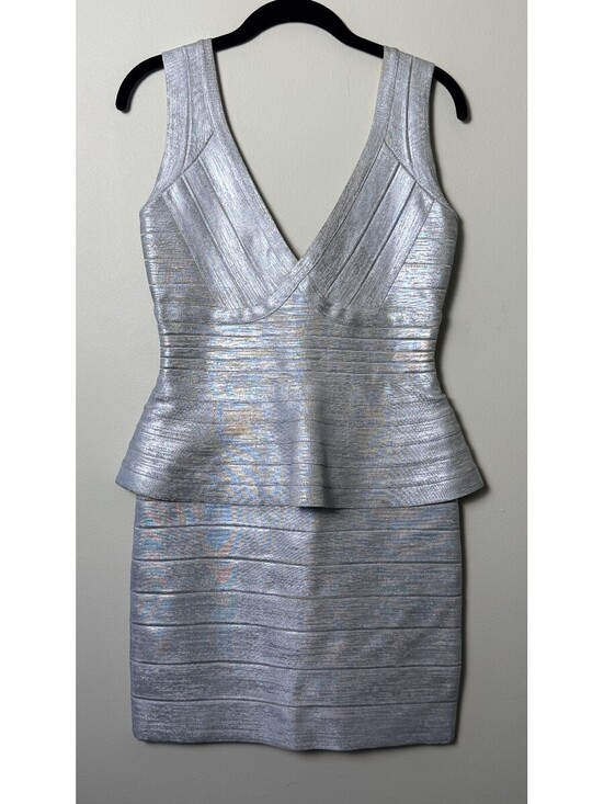 Herve Leger Dresses & Skirts - HERVE LEGER BANDAGE BODYCON MINI BONDAGE METALLIC DRESS M